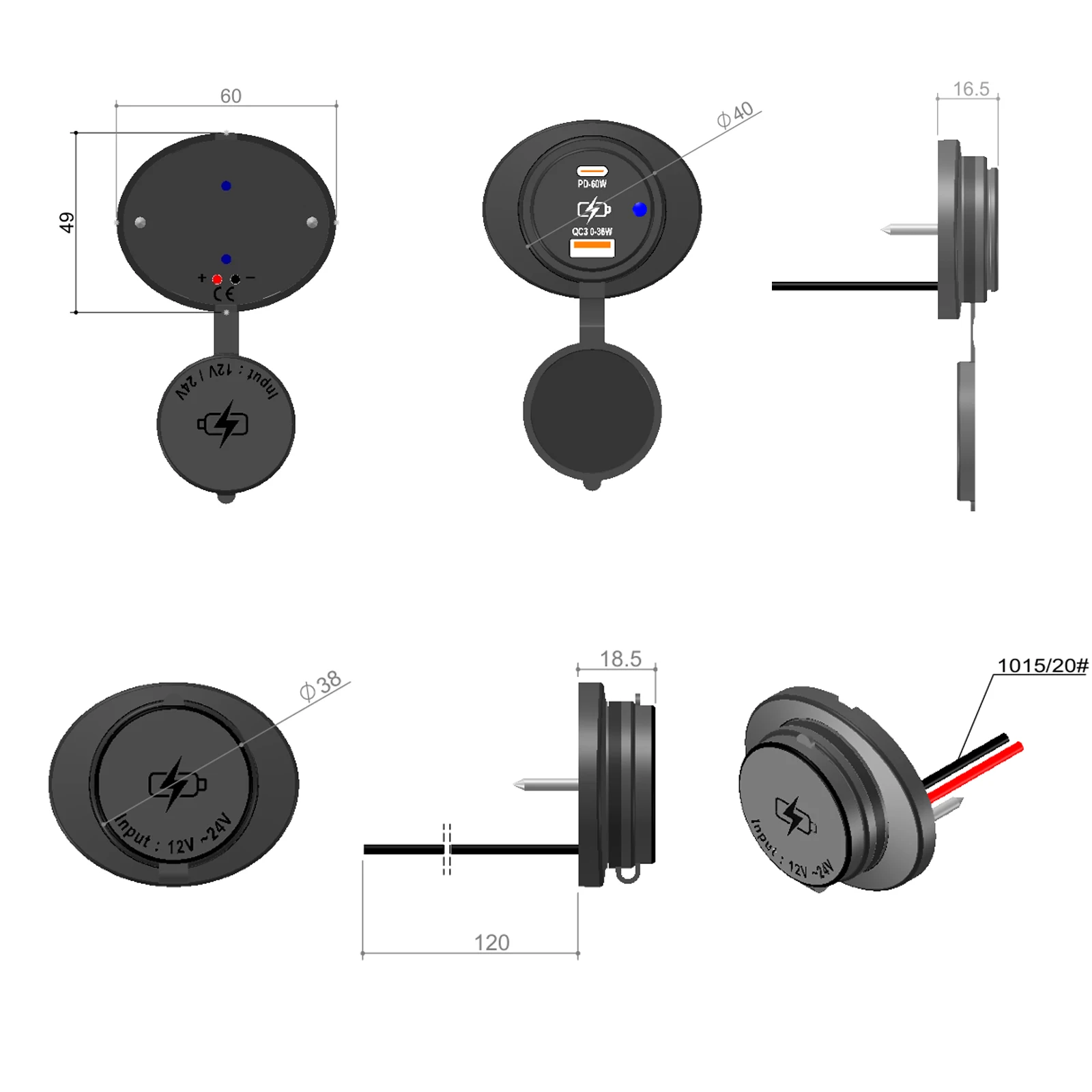 High-Power Dual USB Quick Charger with LED Indicator & Rocker Switch