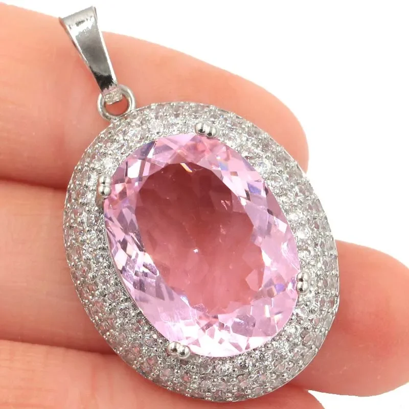 8g Customized 925 SOLID STERLING SILVER  PENDANT Dazzling Mystical Topaz Green Amethyst Golden Citrine Pink Kunzite White CZ Wom