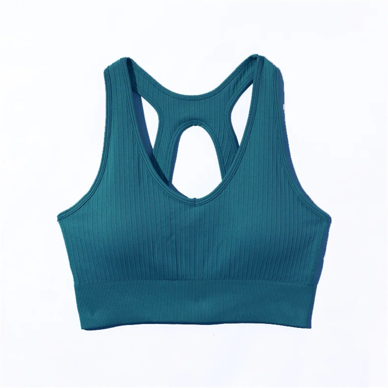 SVEIC Ribbed Sports Bra Yoga Seamless Underwear Gym Tops Women Sportswear Outdoor Vest Fitness Training Running Workout Clothing