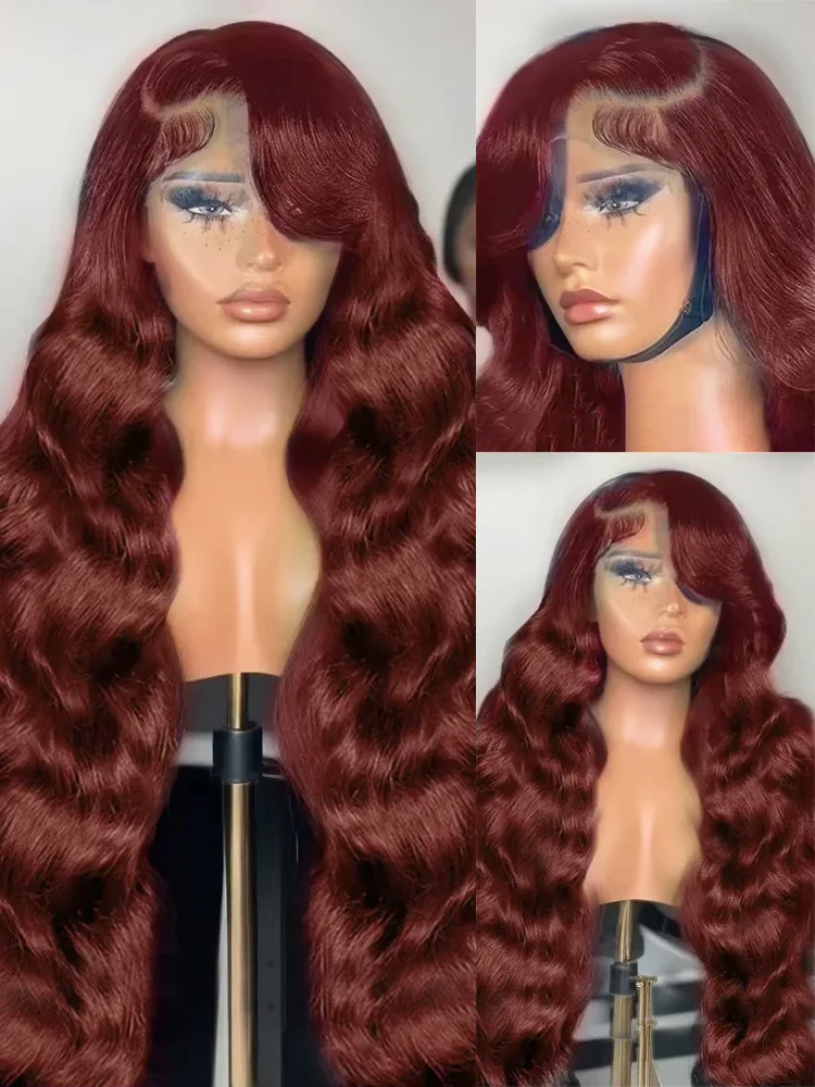 High Density 30 40 Inch Reddish Brown 13x4 HD Lace Front Wigs Human Hair Body Wave 13x6 Colored Lace Frontal Wig For Women