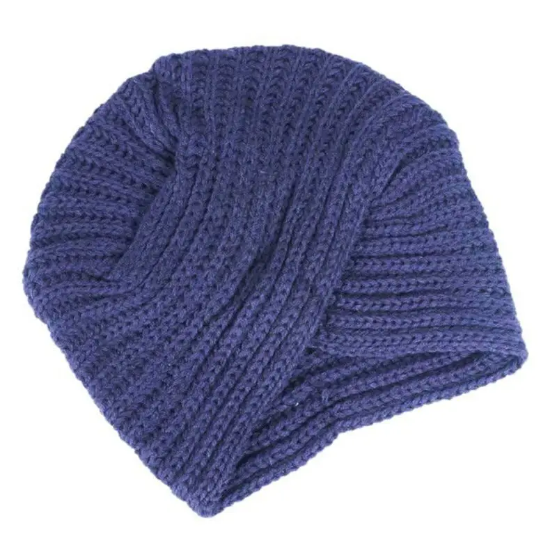 

Kknitted Winter Hat Ethnic Wind Wrap Wool Hat Women Turban for Head Caps Twist H