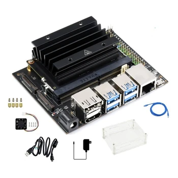AU42 -For Jetson Nano 4GB Developer Kit AI Artificial Intelligence Development Board+Acrylic Case+Ethernet Cable US Plug