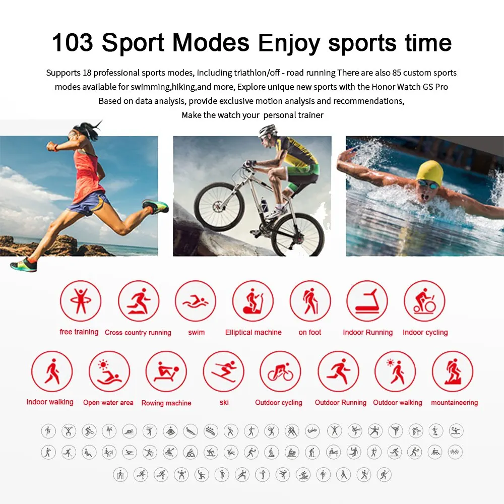 Smart watch Honor Smart Watch GS Pro 103 Sport Modes 5ATM 1.39" Screen Watch Heart Rate Monitoring GPS Smartwatch Bluetooth Call and GS 3i