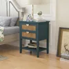 Natural Rattan Nightstand with 2 Drawer, Sideboard Buffet,Sideboard End Table Snack Table Small Coffee Table, Sofa Side Buffet 3