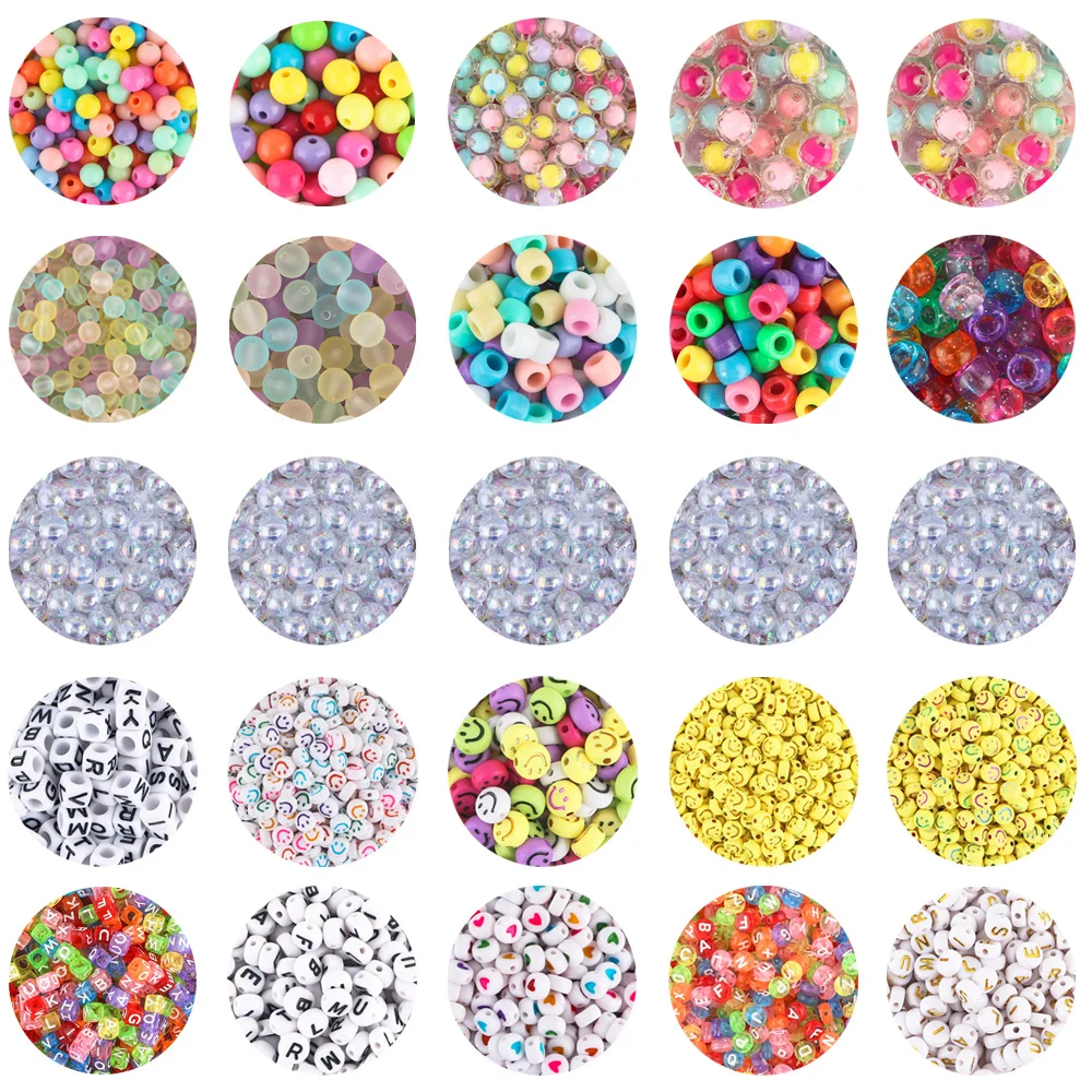 

100Pcs Acrylic Round Beads Acrylic Letter Bead Flat Loose Spacer Beads For Jewelry Making Handmade DIY Bracelet Accessories