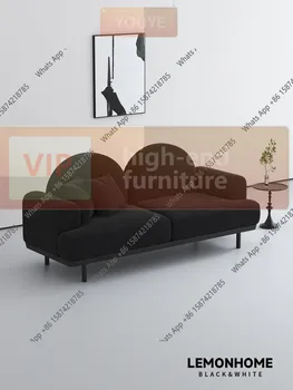 Canapé droit simple noir et blanc pour salon, chambre à coucher, espace détente, magasin de vêtements, salon de beauté, zone de repos, réception
