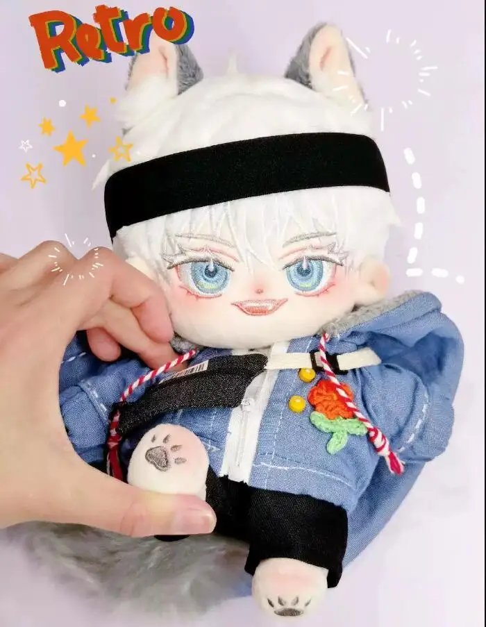 

Jujutsu Kaisen Anime Satoru Gojo Cute Handsome Animal Cosplay Plush Cotton Body Dress Up Plushie 20CM Gift