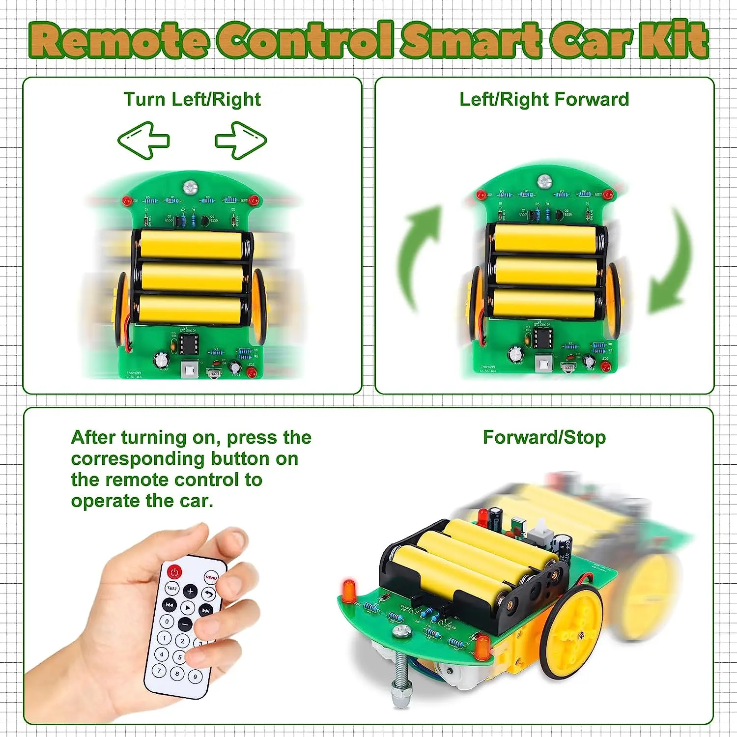 DIY Smart Car Kit Electronic Robot Car Infrared Remote Control Soldering  Project Practice Beginners Learning STEM Education - AliExpress