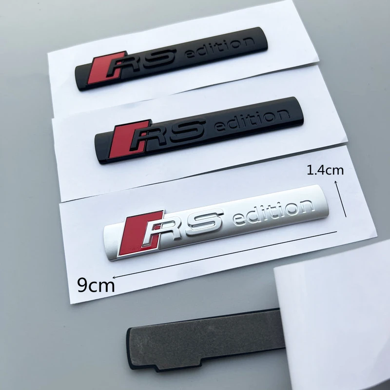 자동차 스티커 메탈 RS 에디션 로고 데칼, 아우디 A3 A4 A6 A8 A7 S3 S4 S5 S6 S7 RS7 RS8 RS3 RS4 RS5 RS6 배지 엠블럼 부품