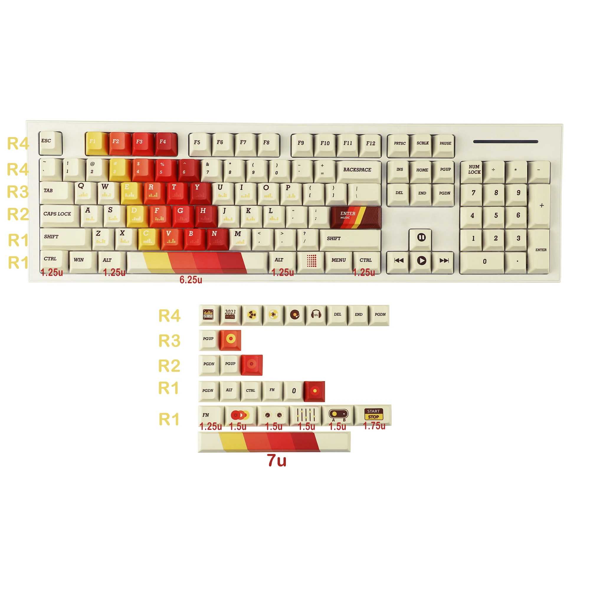 YMDK-Keycap PBT grosso para teclado mecânico MX,