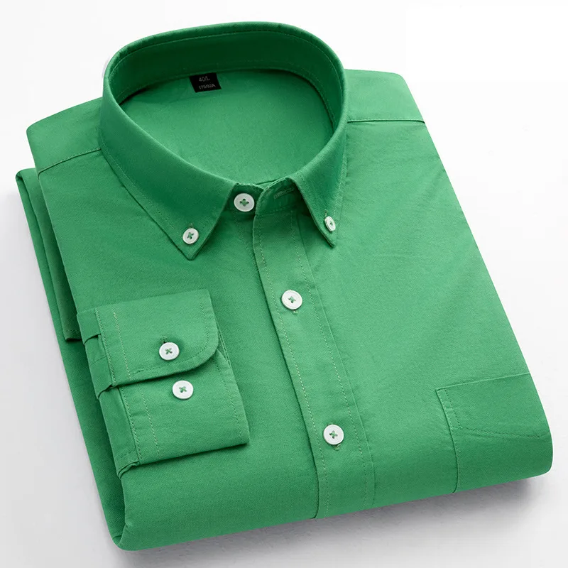 spring and autumn new fashion trend pure cotton youth fashion versatile oxford solid color men's long sleeve white work shirt Spring and Autumn New Fashion Trend Pure Cotton Youth Fashion Versatile Oxford Solid Color Men's Long Sleeve White Work Shirt 3