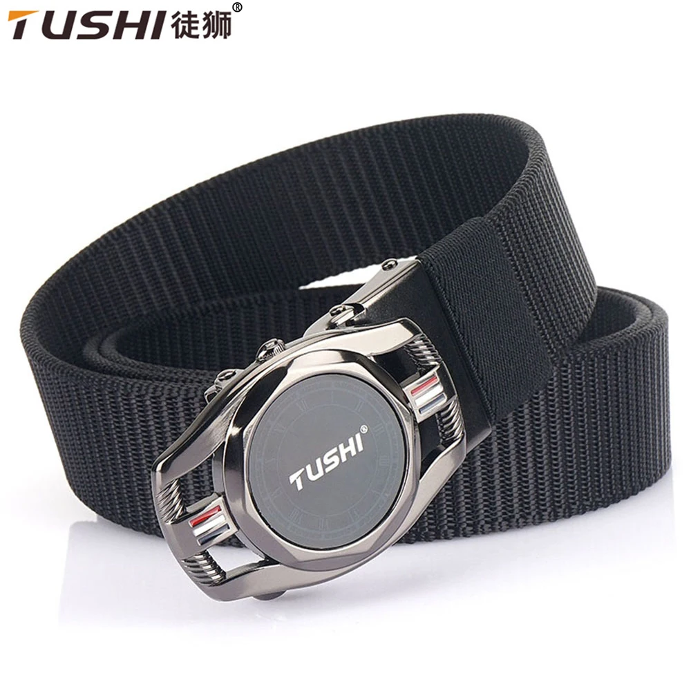 TUSHI Metal Genuine Tactical Belt Quick Release Outdoor Military Metal Belt Soft Real Nylon Sports Accessories Men Black Belt