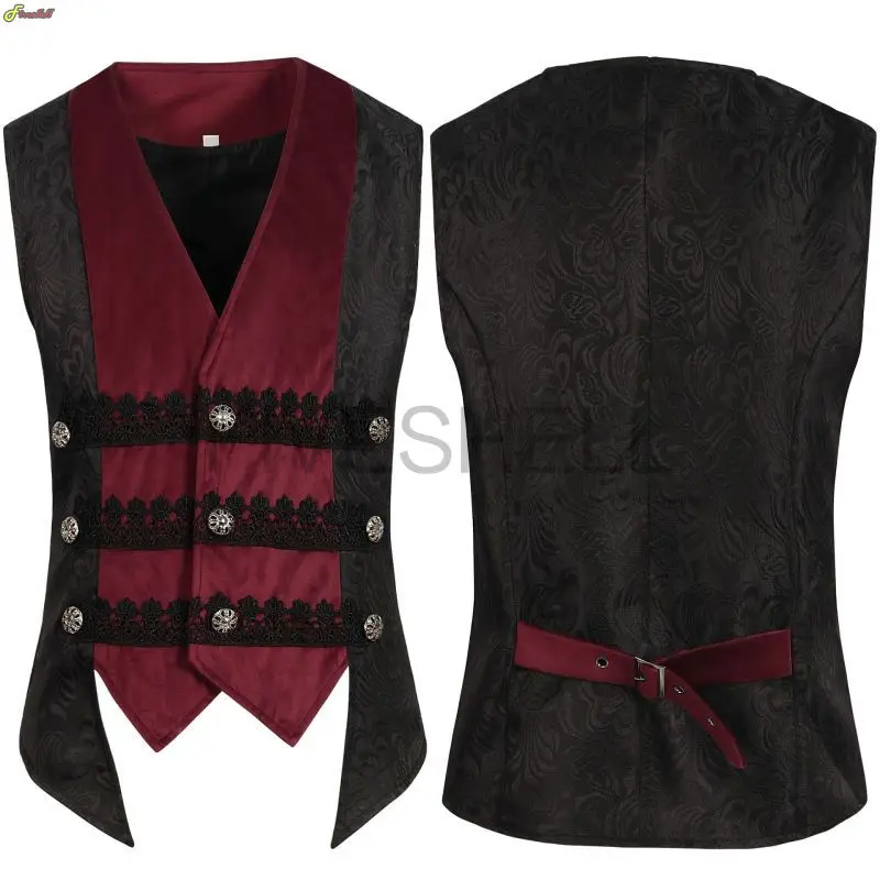 BJMAND Chaleco Medieval Para Hombre – Pirata, Vikingo, Gótico O Steampunk, Con Cordones Y Piel Sintética, Multicolor