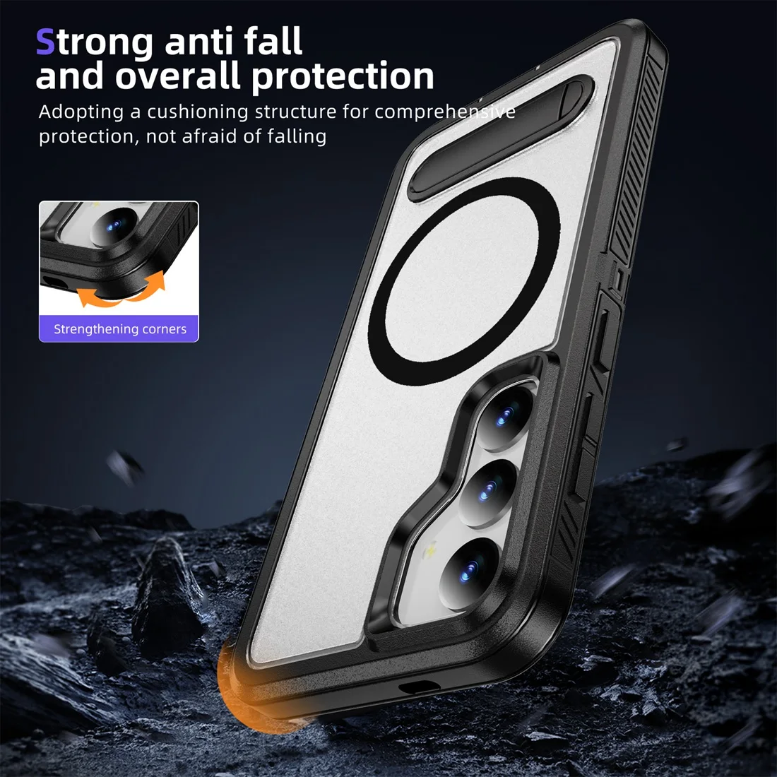Magnetic Slim Fit Case with Drop Protection and Built-in Kickstand