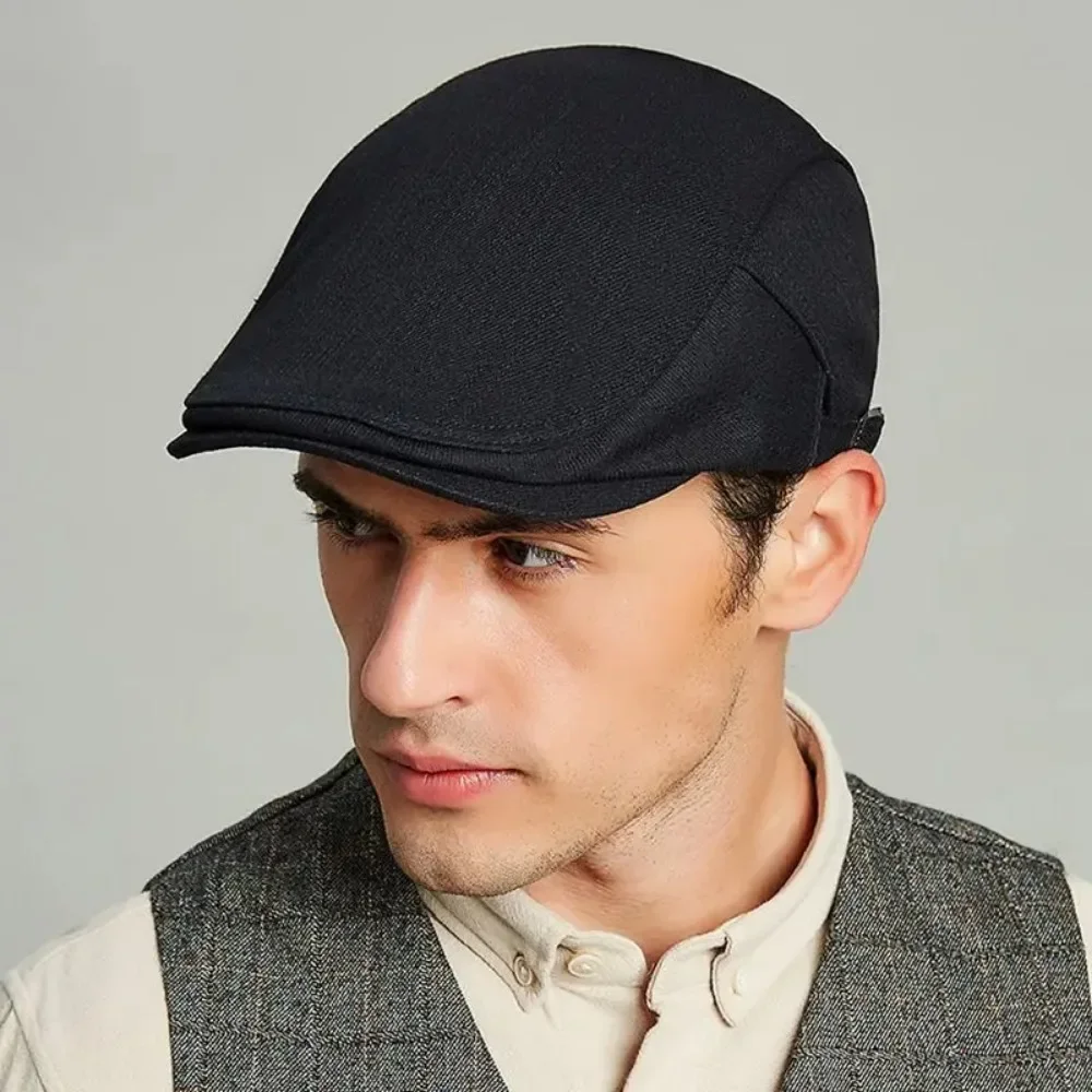 Men's British Ivy Cap Fashion Big Head Men Spring and Summer Leisure Beret Male Solid Cotton Newsboy Hat 55-60cm 모자