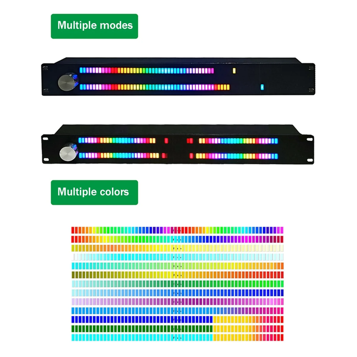 

1.5U Audio Music Level Indicator LED 128 Beads Voice Controlled Induction Atmosphere Full Color Double Row Rhythm Light