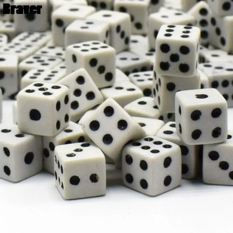 50 Pcs/Lot 8mm Plastic Gaming Dice Standard Six Sided Decider Party game dice,dice set,acrylic dice