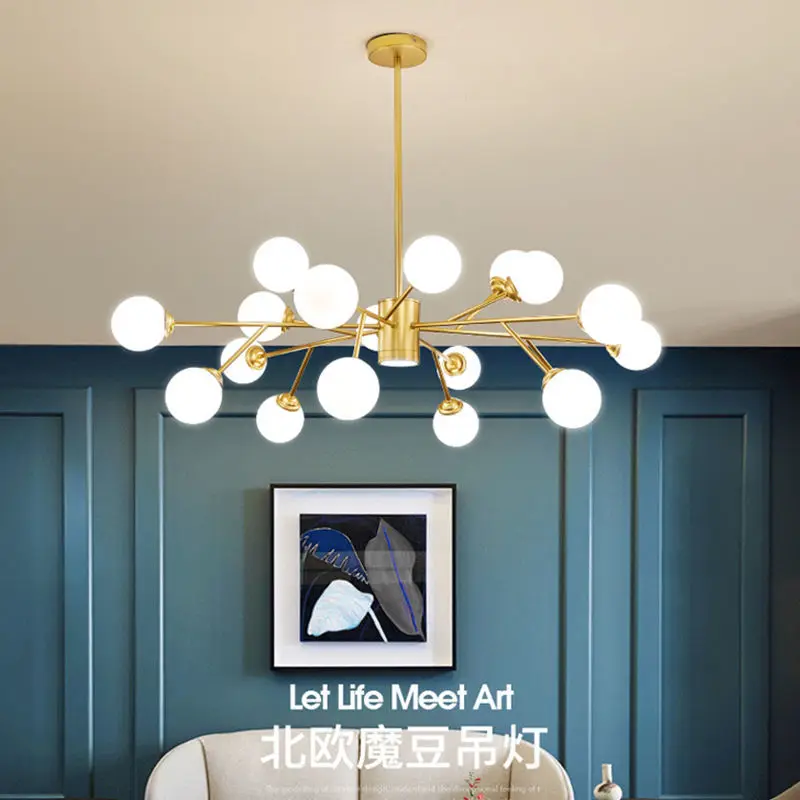 Nordic Tree Branch Led Ceiling Chandelier Glass Ball Lampshade Black Gold Bedroom Living Room Pendant Lights Lusters Fixture
