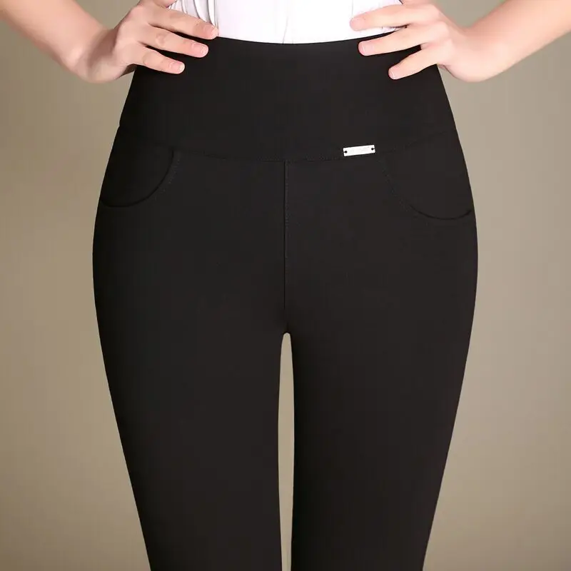 Spring And Autumn New Trousers Were Thin Elastic Stretch Pants Large Size Elastic High Waist S-6XL