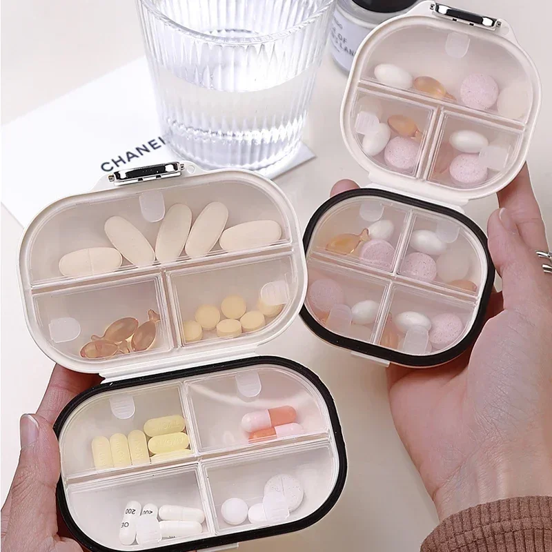 2pc Mini Portable Pill Box Travel for Seven Days Multi Grid Split Package Pills Tablets Sealed Storage Box Pill Organizer Weekly
