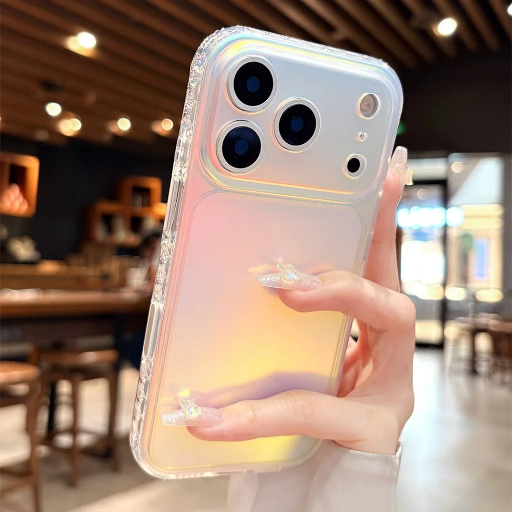 Luxury Aurora Laser Gradient Matte Case with Camera Control Button Cover