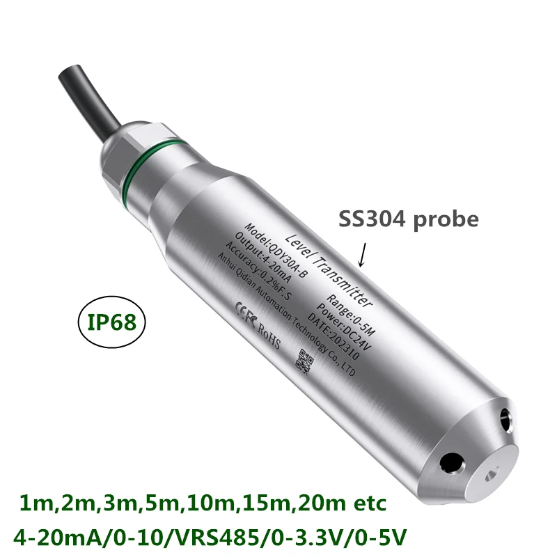 1m 2m 3m 5m Submersible Water Level Sensor tank 0-10V RS485 Level Sensor Transmitter