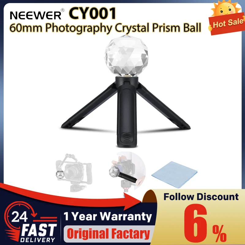 NEEWER CY001 사진 크리스탈 프리즘 볼, 1/4 인치 스레드 마운트, 핸즈프리, 60mm