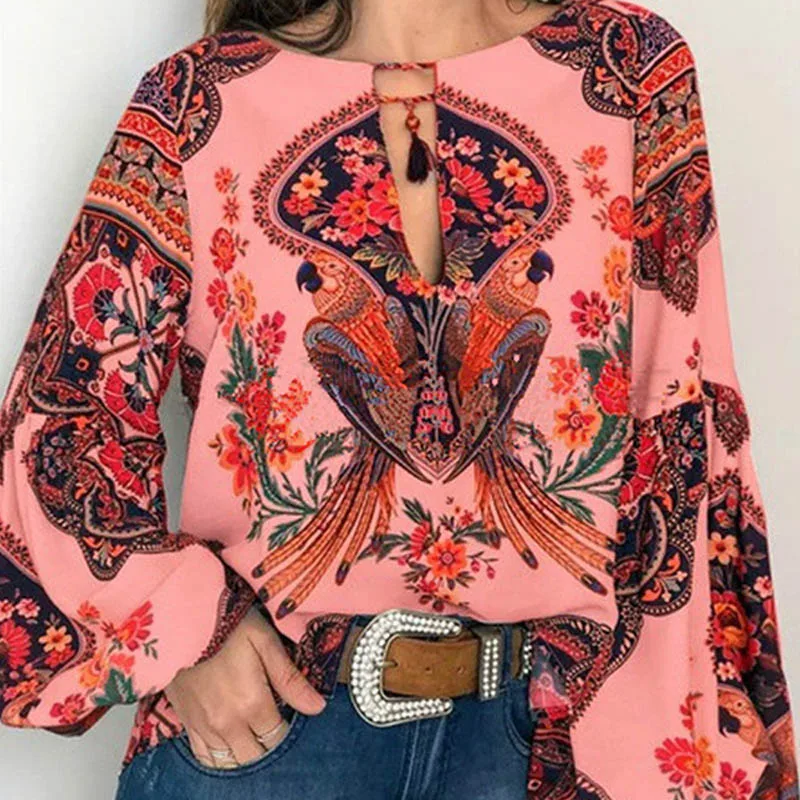 

Women's T-shirt Printing Casual Lantern Sleeve Round Neck Breathable Top Pullover Shirt 2023 New