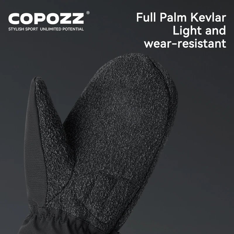 COPOZZ Kevlar Thicken Ski Gloves Winter Men Women 3M Thinsulate Thermal Snowboard Gloves Waterproof Warm Mittens Ski