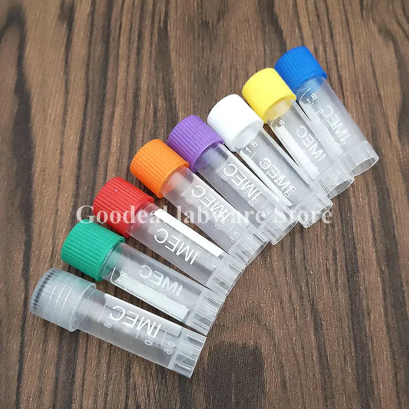 50pcs 1.8ml Plastic Screw Mouth Freeze Pipe with Leakproof Washer,Transparent Graduated Cryovial,Reagent Storage Tube