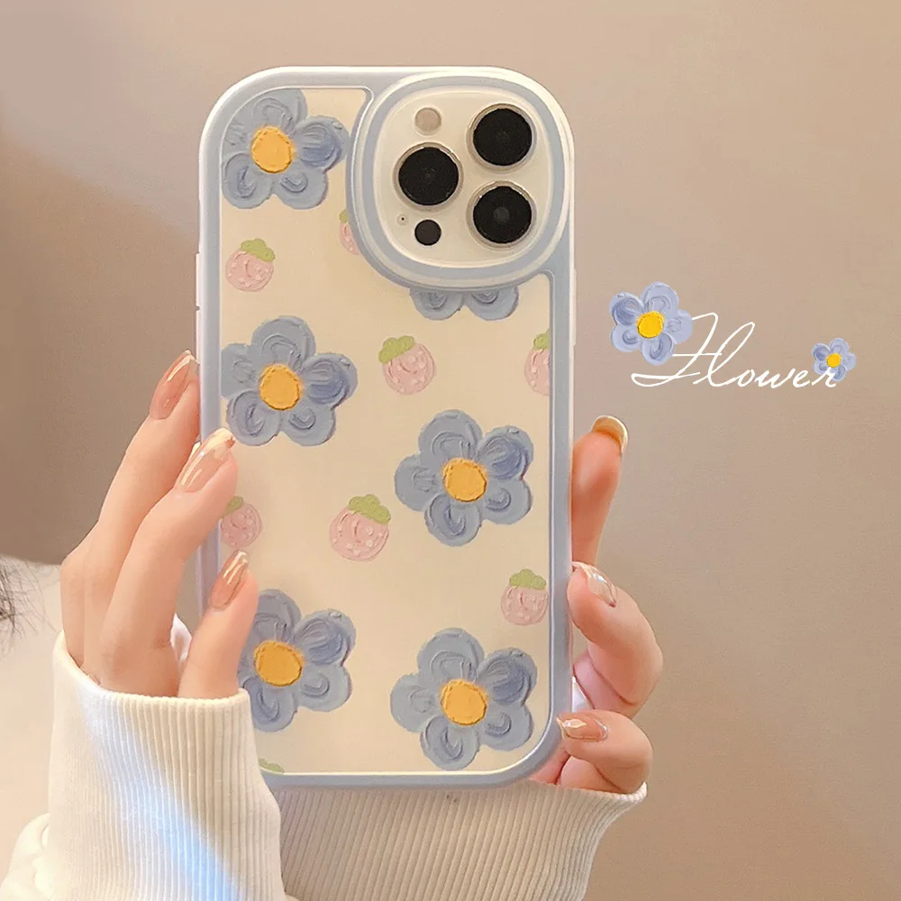 Cartoon süß für iPhone 15 Hülle 11 12 14Pro max 13 Mini 7 8Plus SE 2020 XR XS X stoßfeste Softshell kleine Blumenhülle