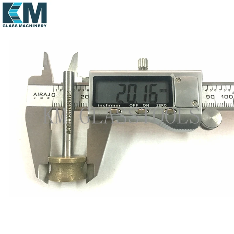 ! Diamond Grinding Head PE edge, Thickness 3mm~19mm For glass. Diameter 20mm, shank diameter 6mm.