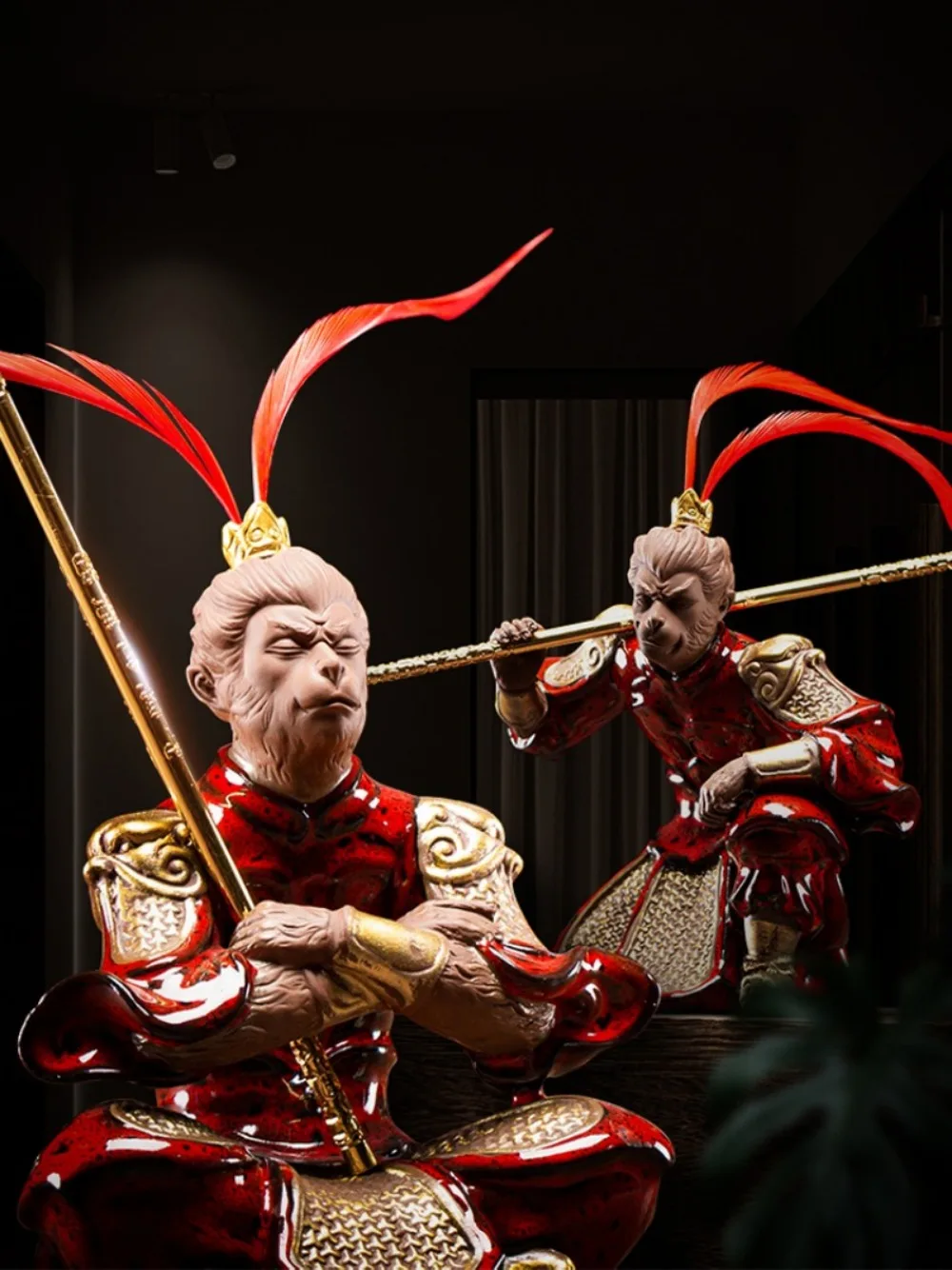 

Monkey King Ornaments Home Living Room Fish Tank Landscaping Creative Ceramic Decorations Zisha Qitian Dashen XIyouji Sun Wukong