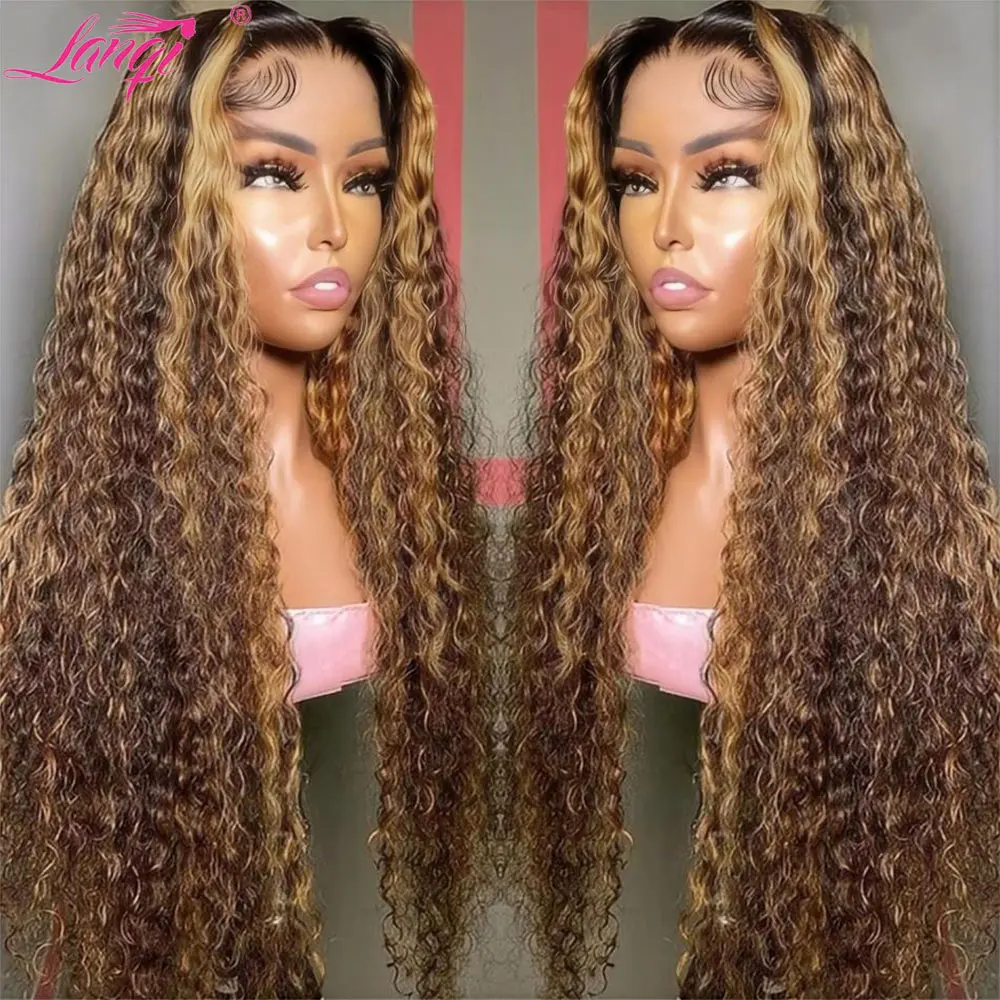 250 Density Highlight Curly 13x4 Lace Front Wig Human Hair P4/27 Deep Wave Lace Frontal Wig Soft Fashions Human Hair Wigs