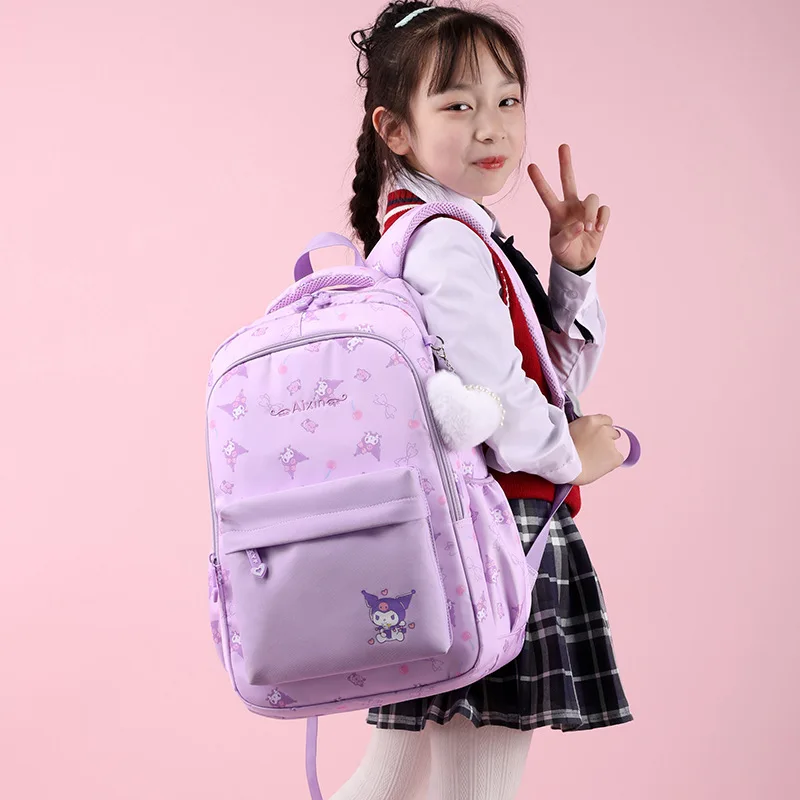 

2024 New Kuromi Anime Kawaii Sanrio Backpack Cute Cartoon Sweet Large Capacity Schoolbag Students Bag Gifts for Kids