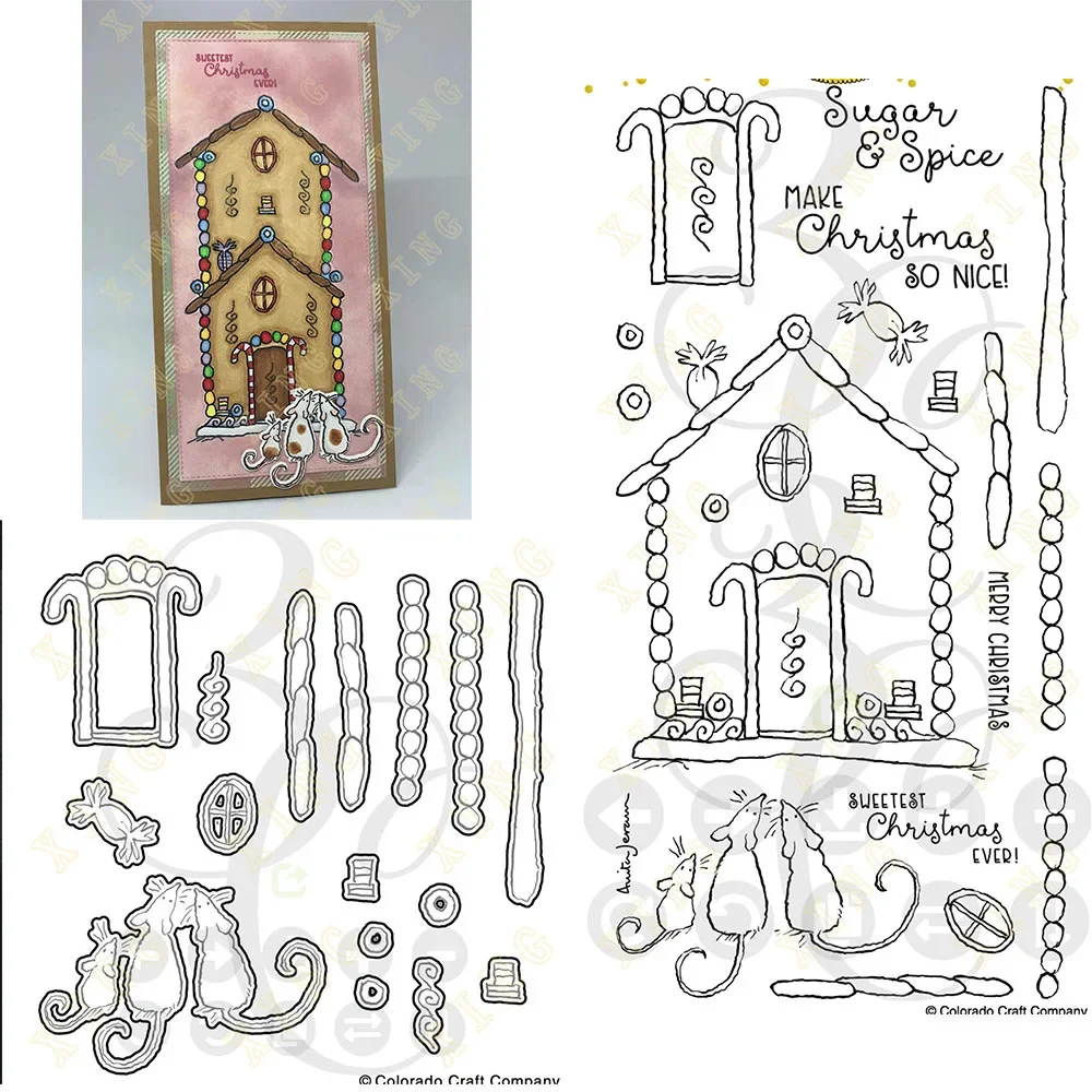 

New Gingerbread House Slimline Cutting Dies And Stamps Scrapbook Diary Decoration Stencil Embossing Template DIY Greeting Card