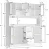 Large Kitchen Hutch Cabinet, Kitchen Pantry Storage Cabinet with 6 Glass Doors, 3 Drawers,Microwave Shelf, Freestanding Cupboard 2