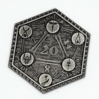 1 pz D20 moneta monete metalliche Creative 45mm metallo placcato per gli amanti del gioco RPG D & D Critical Fumble novità giochi da tavolo