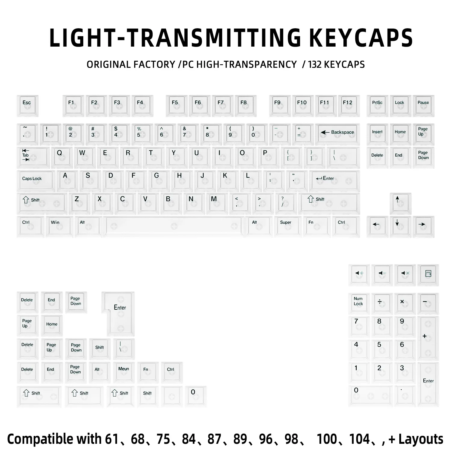 Vibrant Multicolor Cherry Profile Transparent Keycaps Set
