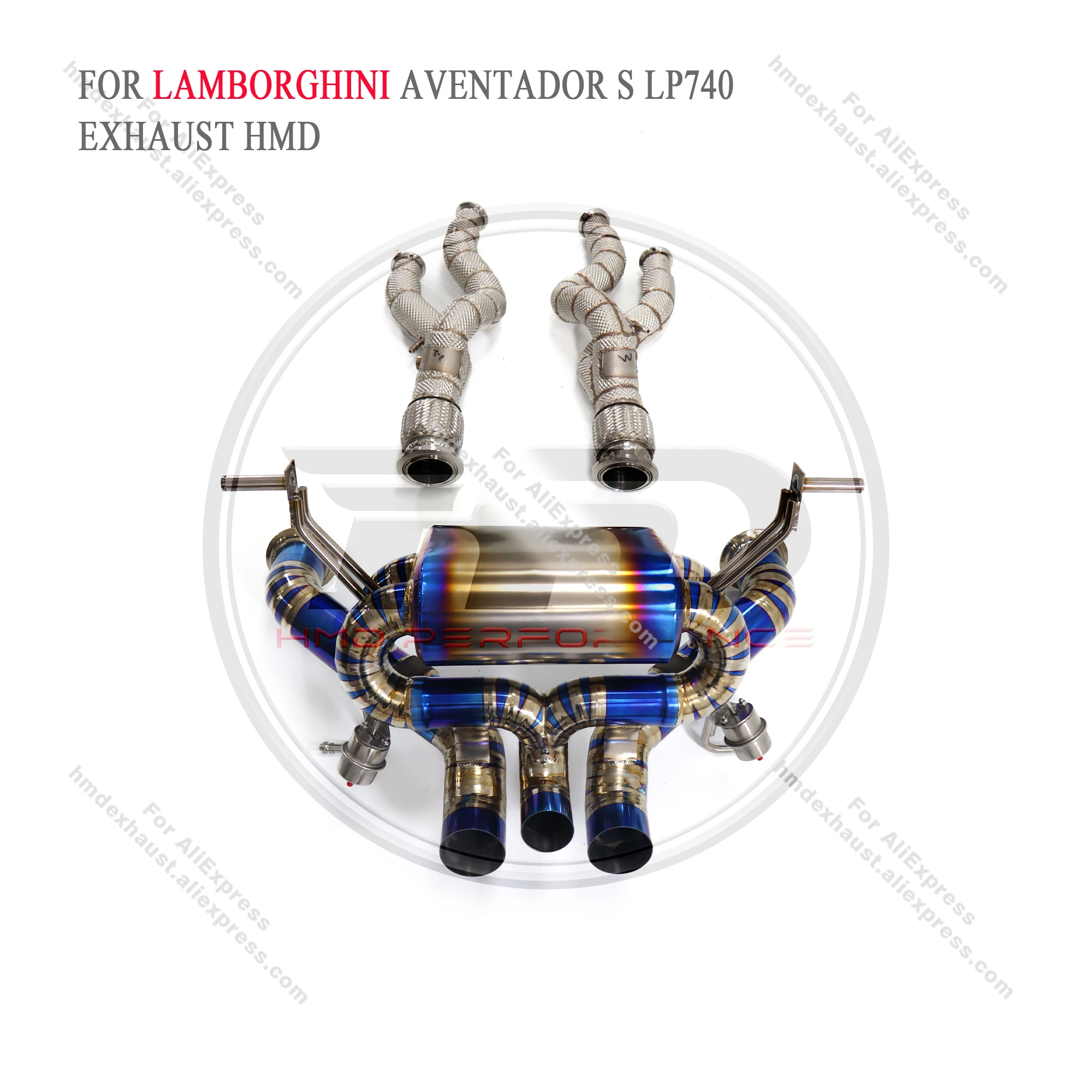 

HMD Titanium Exhaust System Performance Catback for Lamborghini Acentador S LP740 Catless Downpipe With Heat Shield