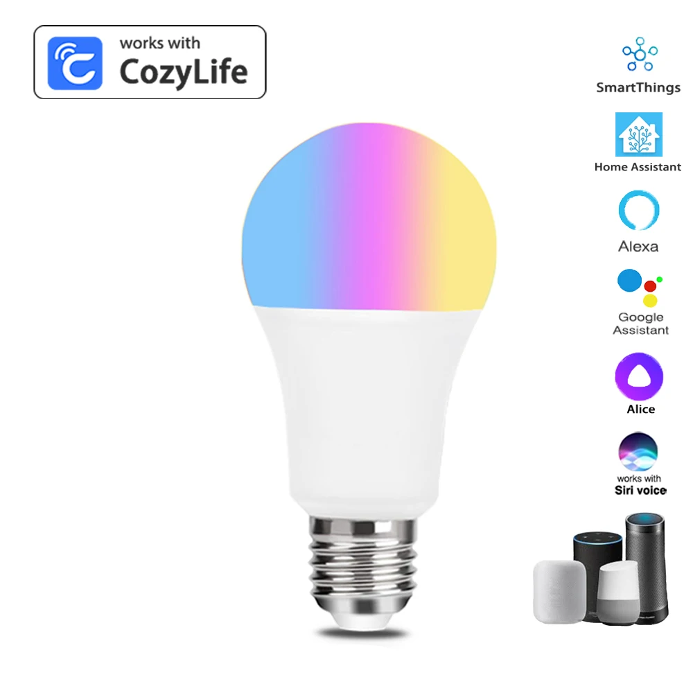 Homekit LED Smart Wifi Light Bulb E27 Lamp Multicoloured Dimmable LED Bulb with Siri Alexa Google SmartThings Alice  HomeAssist