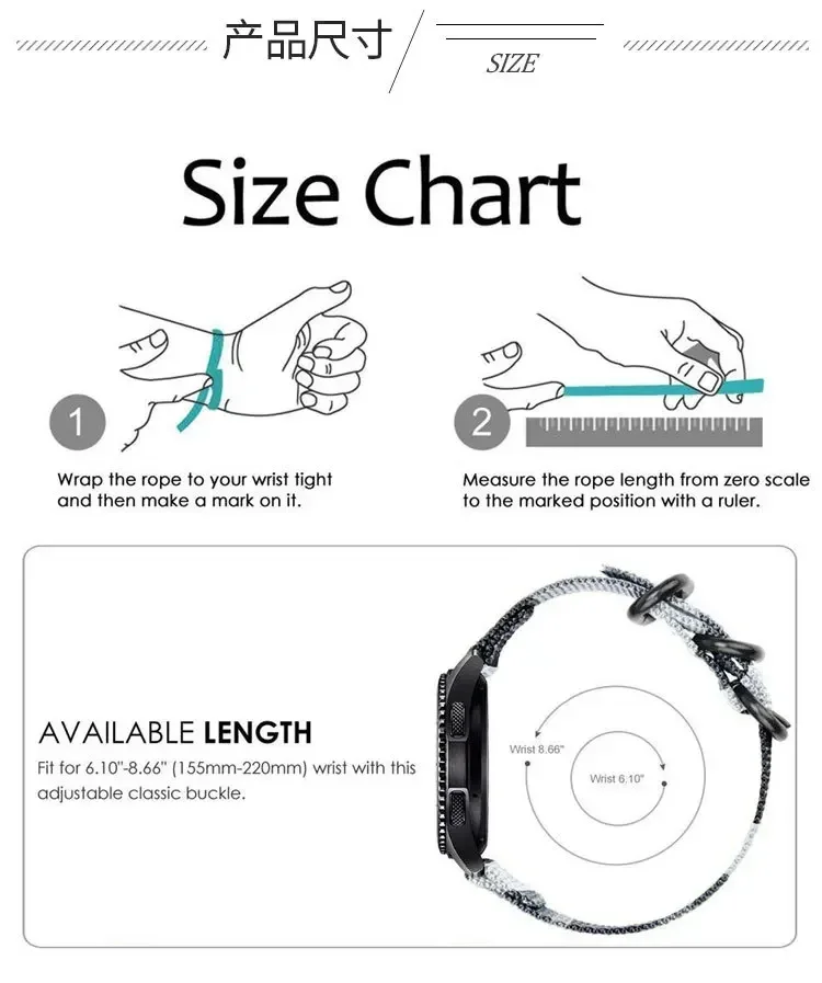 Premium Nylon Loop Band with Three-Ring Metal Buckle - Lightweight & Durable Bracelet