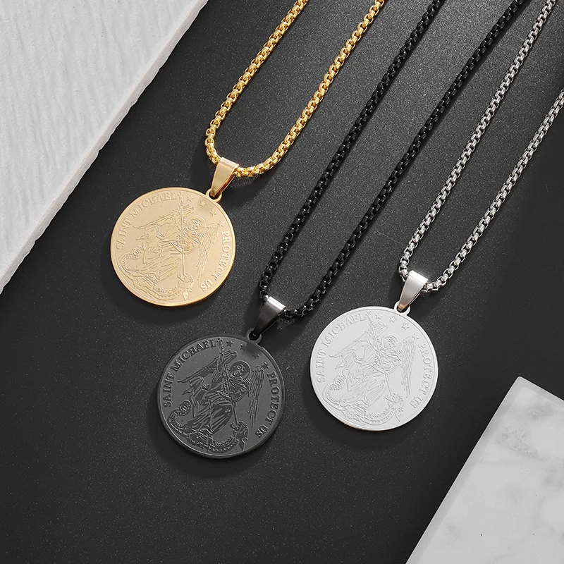 

Classic Gabriel Archangel Pendant Seraphim Stainless Steel Necklace Men Women Religious Prayer Amulets Jewelry
