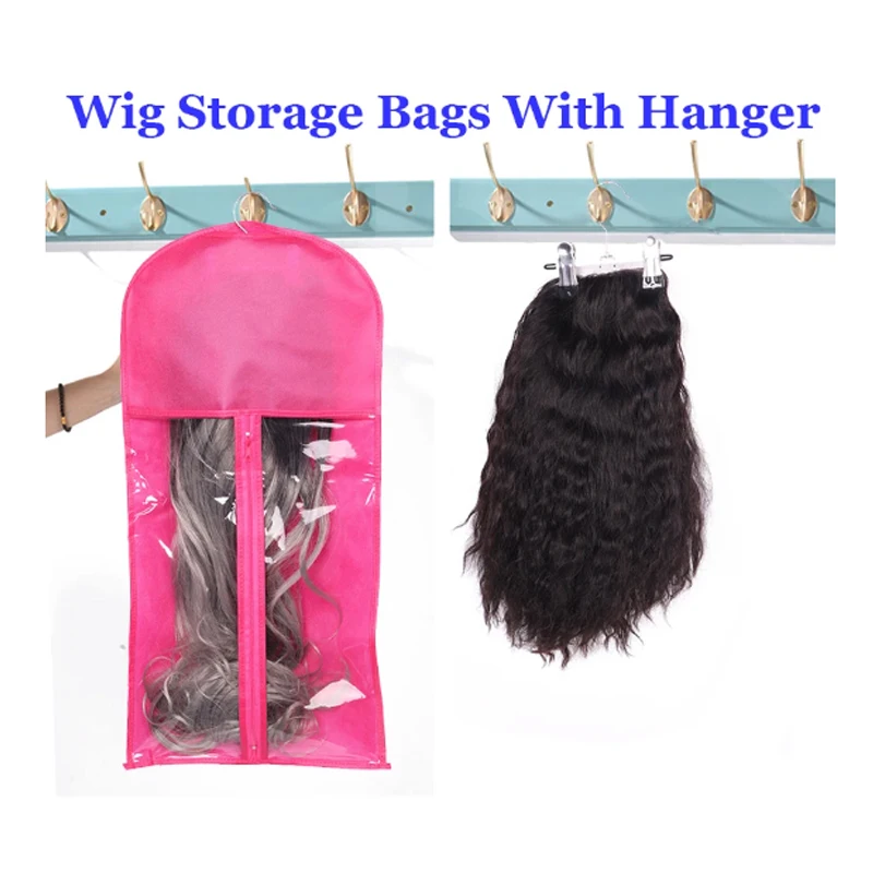1Set Wig Storage For Multiple Wigs Hair Extension Bag With Hanger Hair Extension Holder Portable Wig Bag Prevent Dust & Moisture