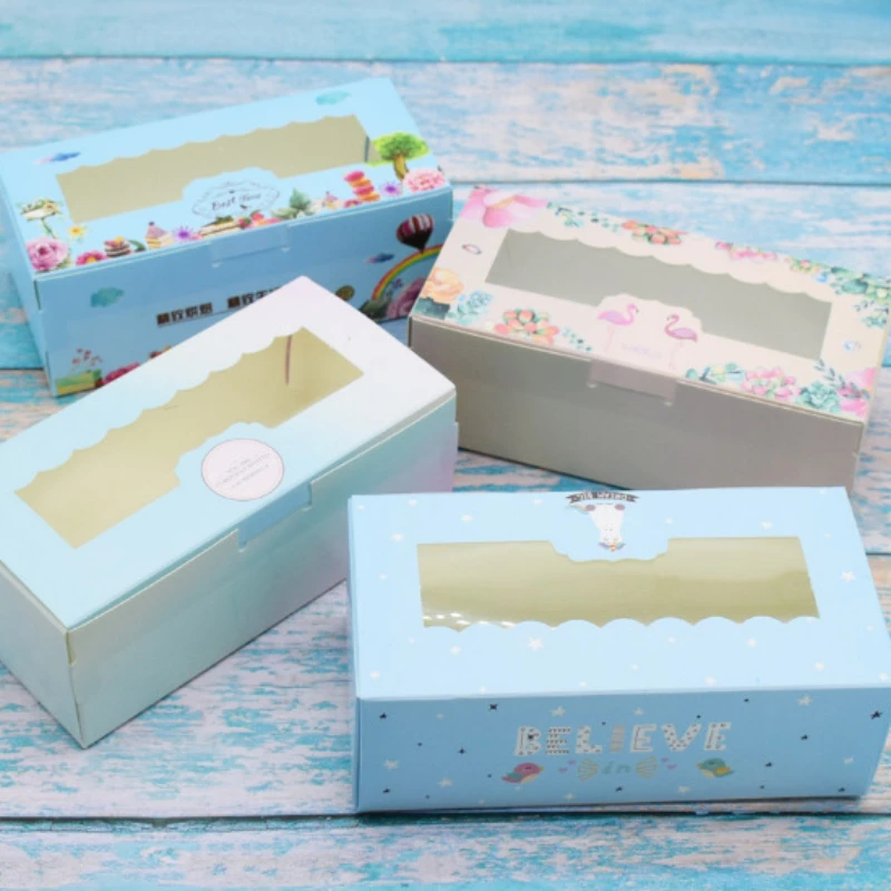 

5pcs Paper Boxes With Window Cookie Cake Decorating Supplies Christmas Wedding Party Favor Baking Gift Paper Boxes