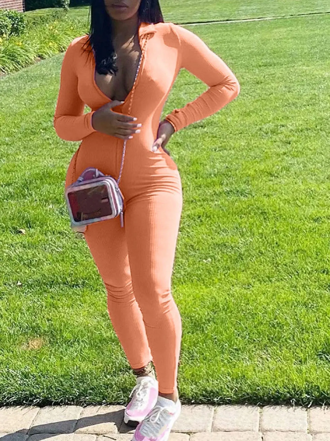 Streetwear White Knitted Sexy Bodycon Lucky Label Jumpsuit Women Overall 2024 Long Sleeve Skinny Rompers Womens Jumpsuit Female