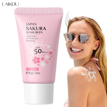 Laikou Sakura Cream Korean Sunscreen Protector Facial Sun Blocker Spf50 Isolation Lotion Moisturizer 30g