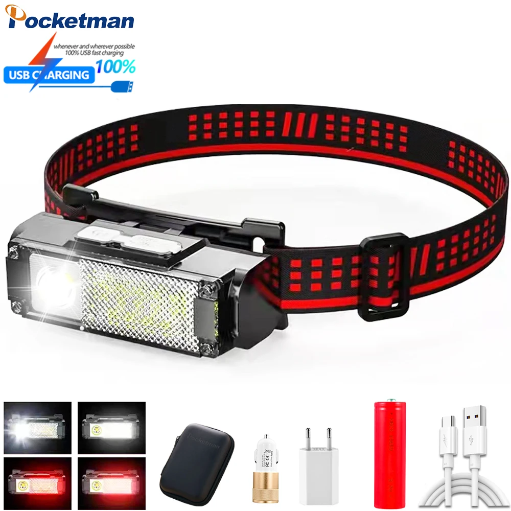 

Powerful XPE+14*LED Headlamp USB Rechargeable Headlight Waterproof Head Lamp Head Flashlight Camping Head Lights