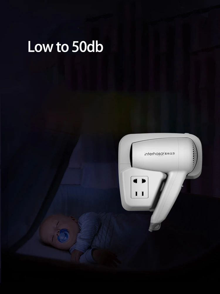 Hair Dryer With Socket Wall Mounted Hot Wind Low Noise for Bathroom Toilet