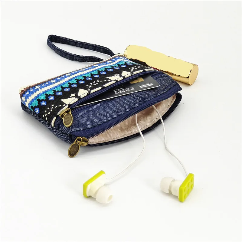 Ethnic Women Canvas Coin Purse Female Wallets Women Zipper Coin Purses Children Storage Pocket Bags Pouch porte monnaie femme